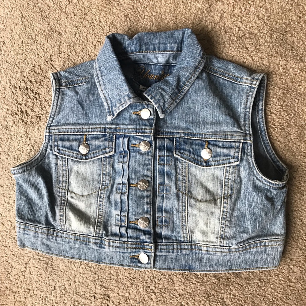 Kids Cropped jean jacket vest